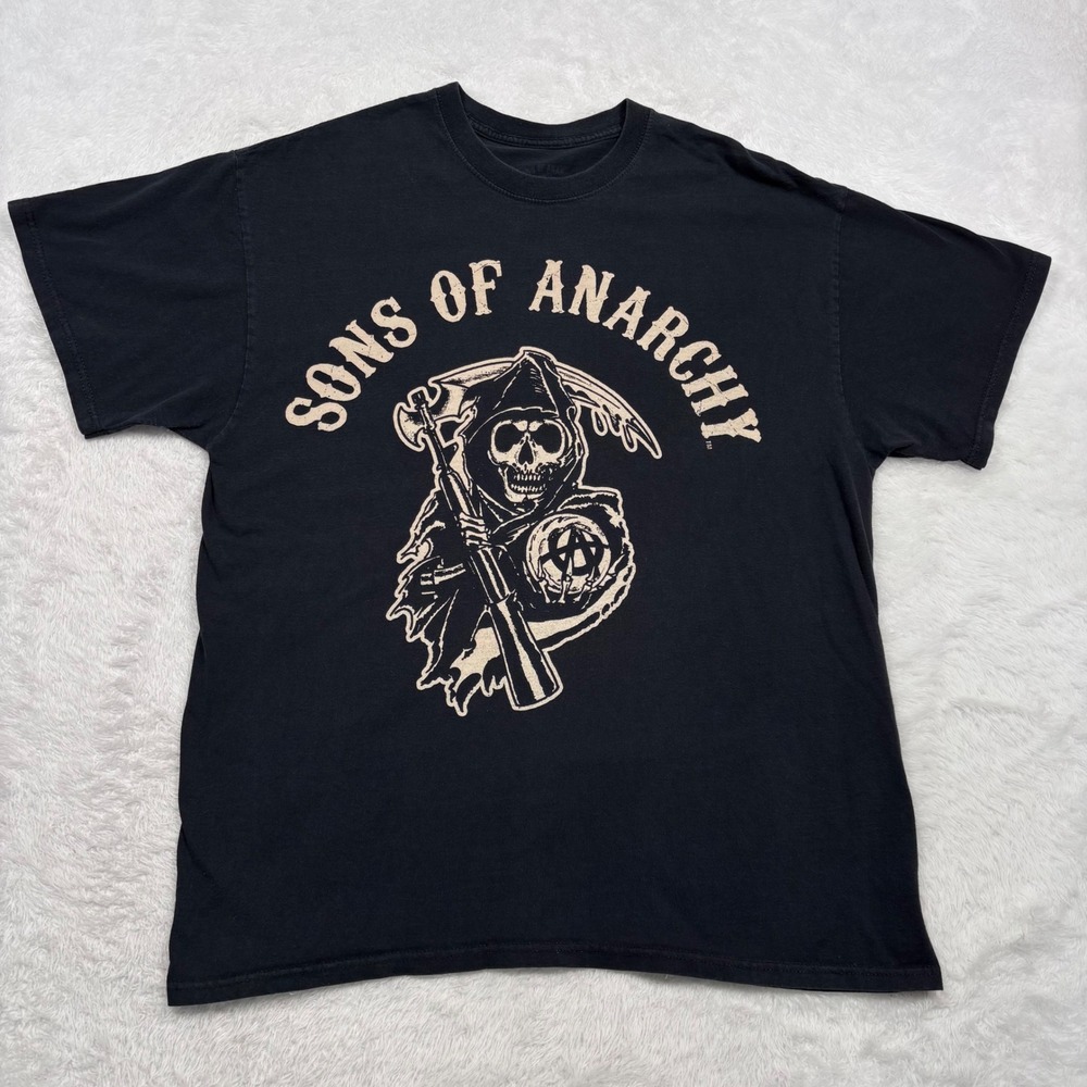 Sons of Anarchy T-Shirt Men‎ XL (FIT M) Black Grim Reaper Biker Goth Tee SAMCRO - Picture 2 of 9